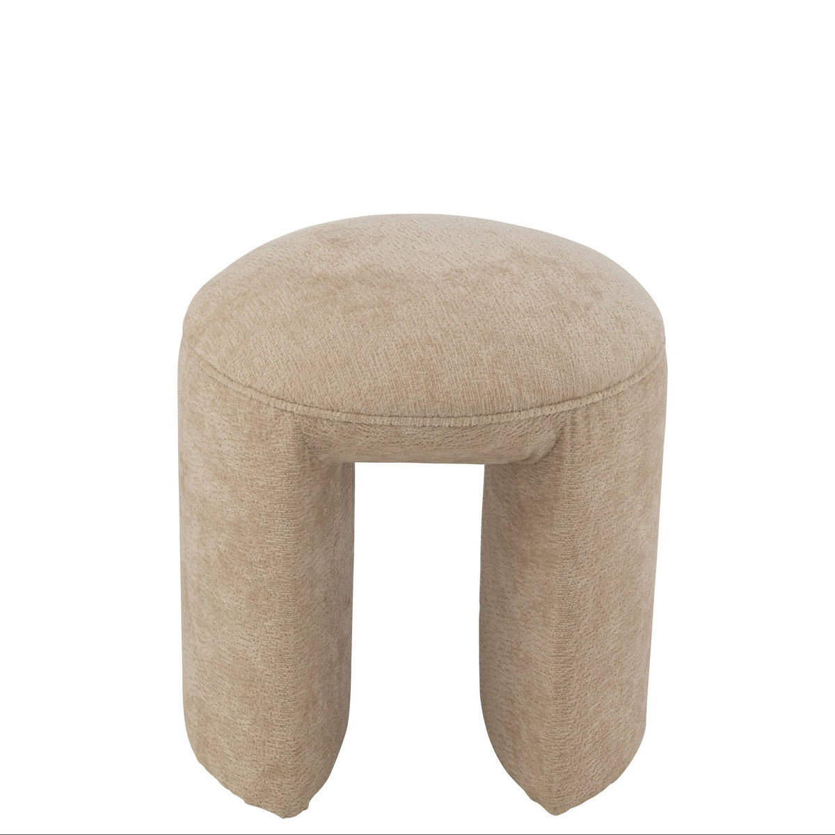 Taburete redondo de tela beige J-Line