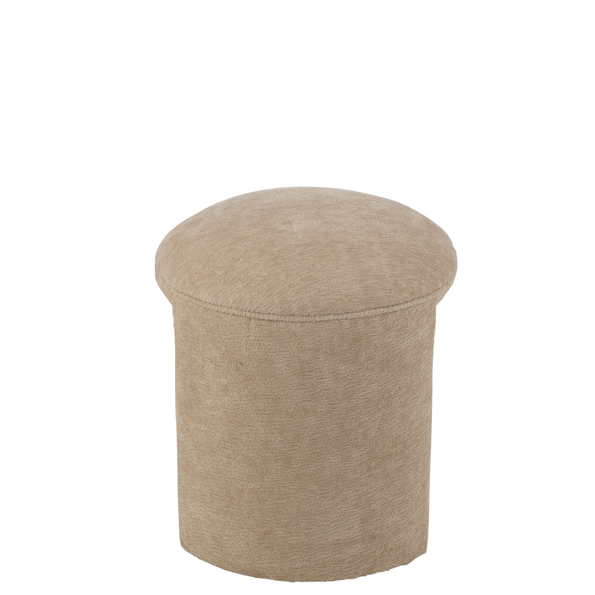 Taburete redondo de tela beige J-Line