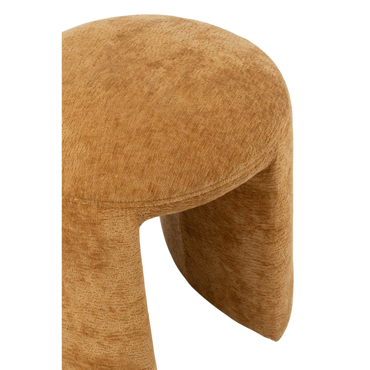 Taburete redondo de tela color ocre J-Line