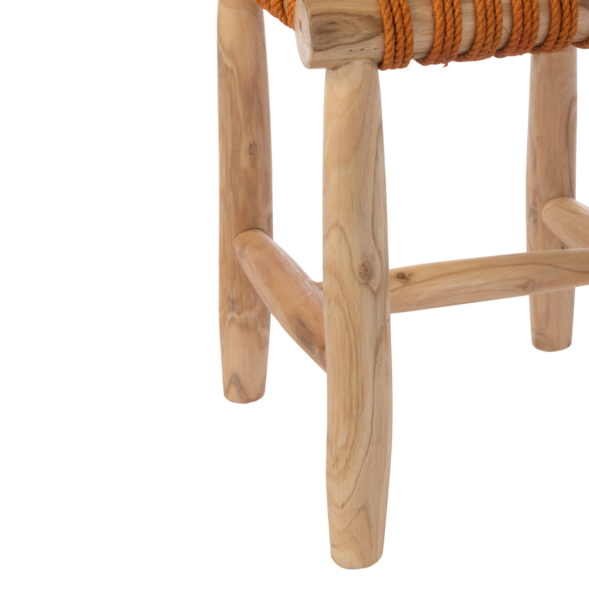 Taburete de madera de teca naranja J-Line