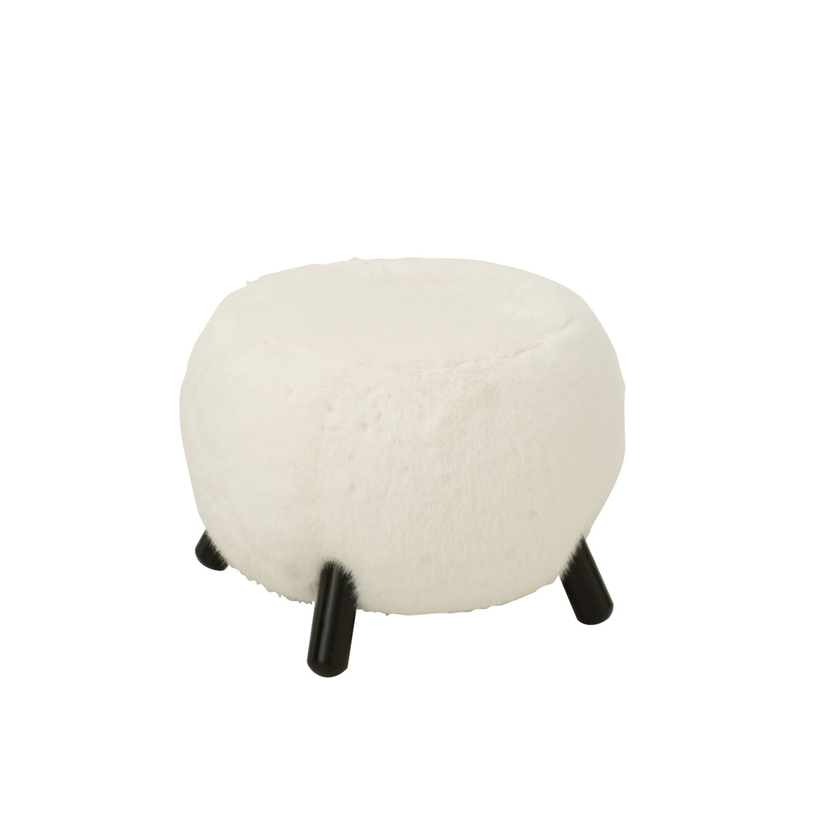 Taburete blanco con patas de madera y suave aspecto de piel sintética J-Line