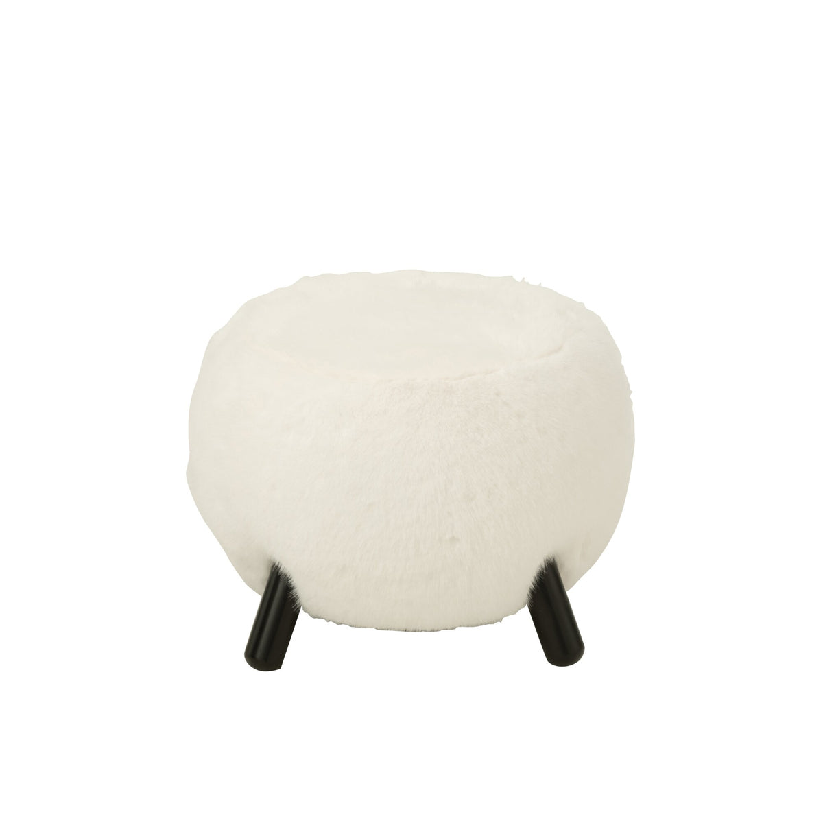 Taburete blanco con patas de madera y suave aspecto de piel sintética J-Line