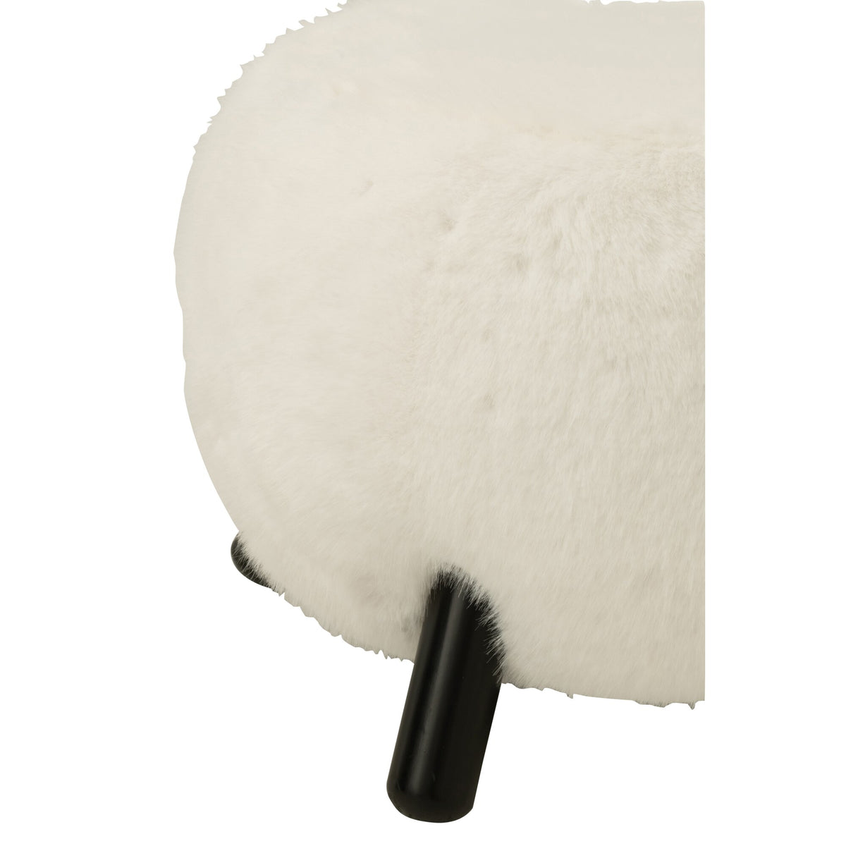 Taburete blanco con patas de madera y suave aspecto de piel sintética J-Line