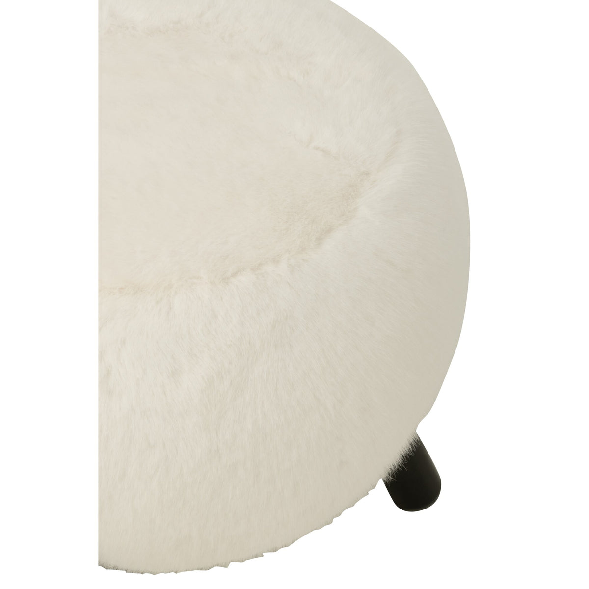 Taburete blanco con patas de madera y suave aspecto de piel sintética J-Line