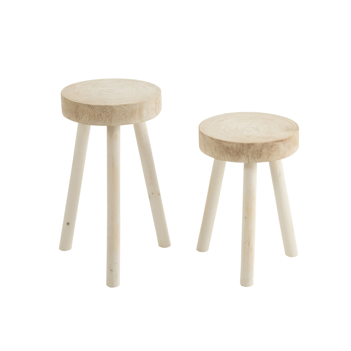 Taburetes de madera de paulownia blancos, juego de 2, J-Line