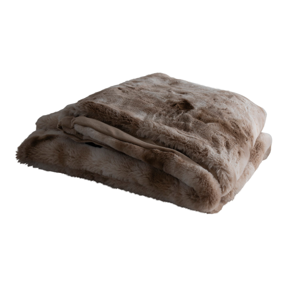 Linde Plaid Beige Fluweel 150x200cm van PTMD, beige faux fur plaid opgevouwen, ander aanzicht