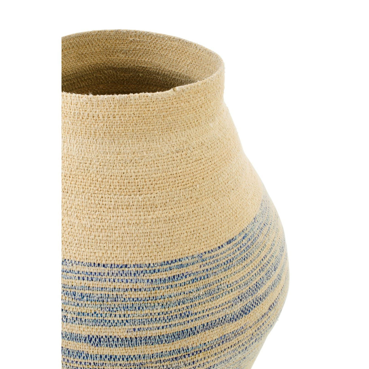 Cesta de hierba marina a rayas natural/azul pequeña J-Line