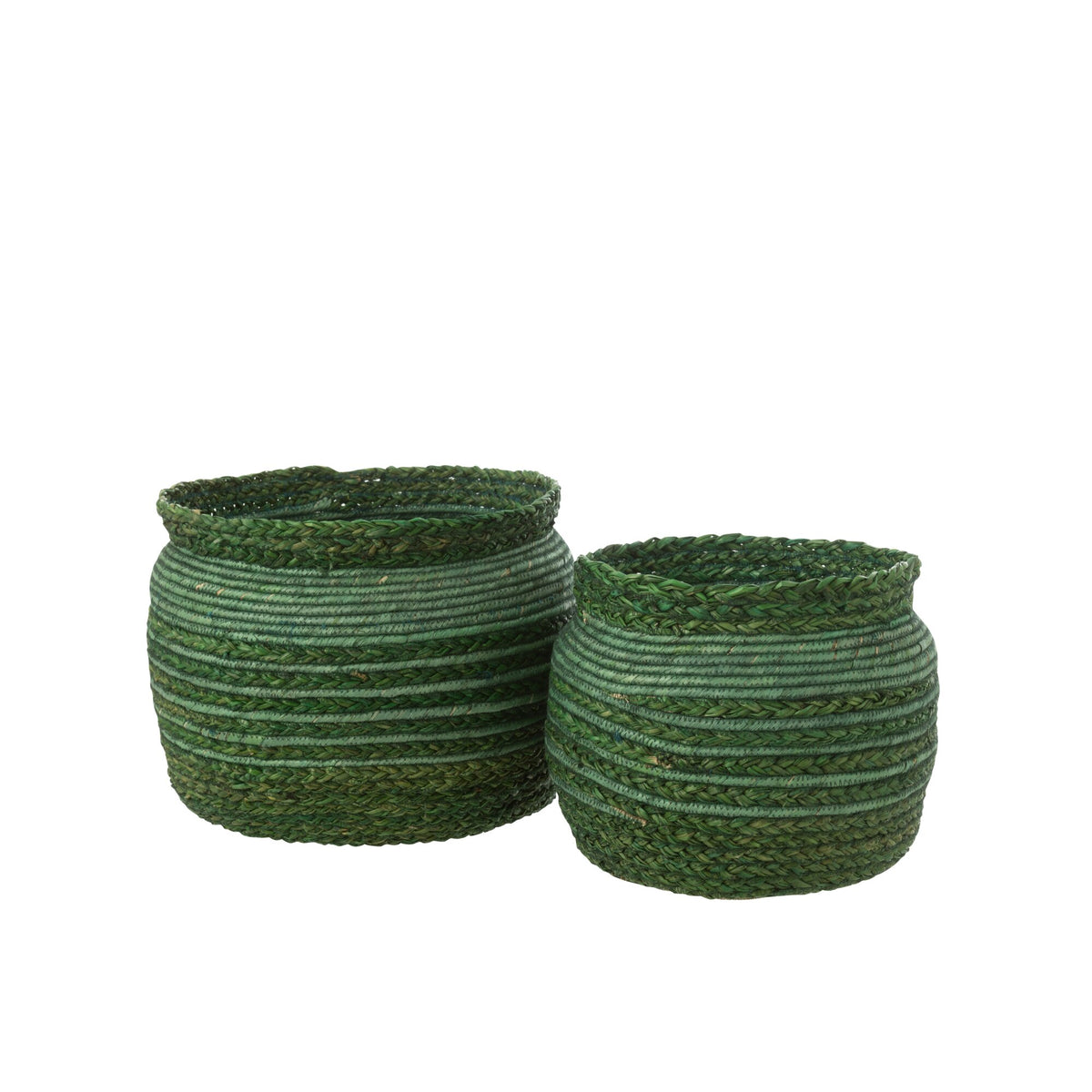 Cesta Trenzada Borde Hierba Marina Verde Set de 2 J-Line