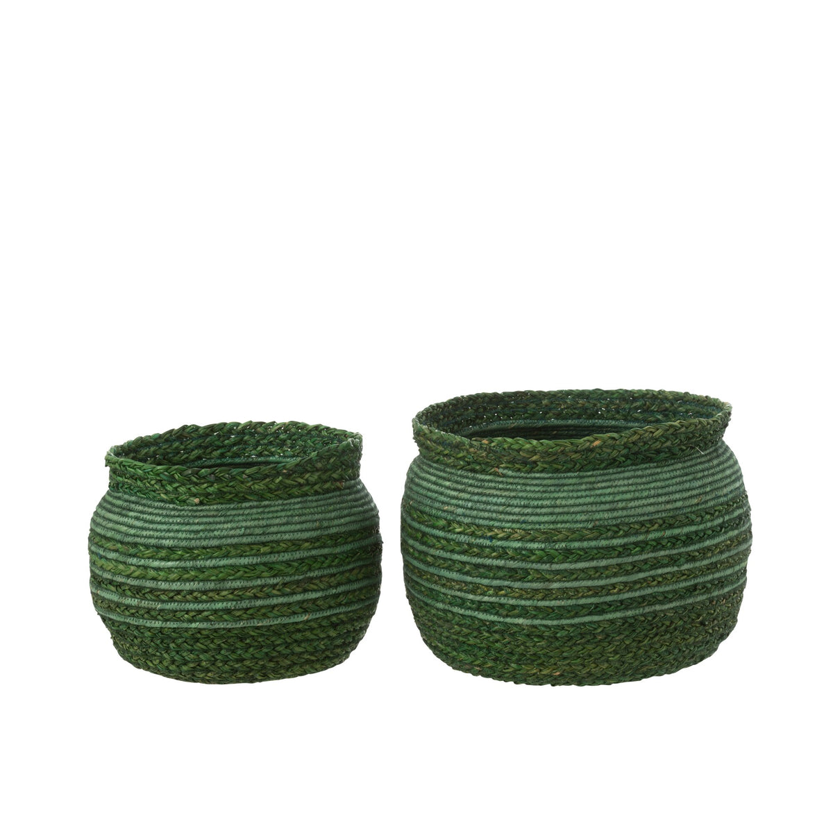 Cesta Trenzada Borde Hierba Marina Verde Set de 2 J-Line