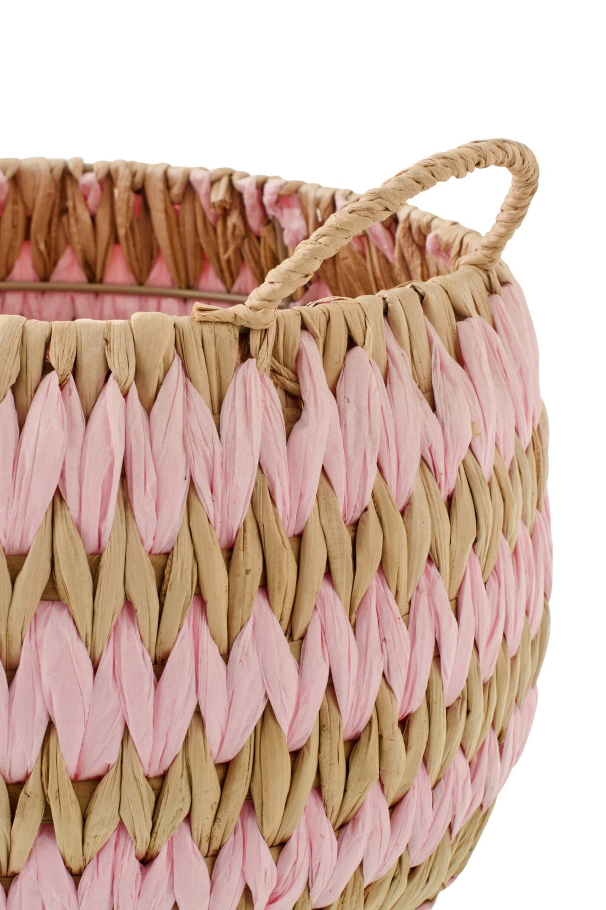 Cestas con asas de rayas en beige/rosa claro, set de 3 de J-Line