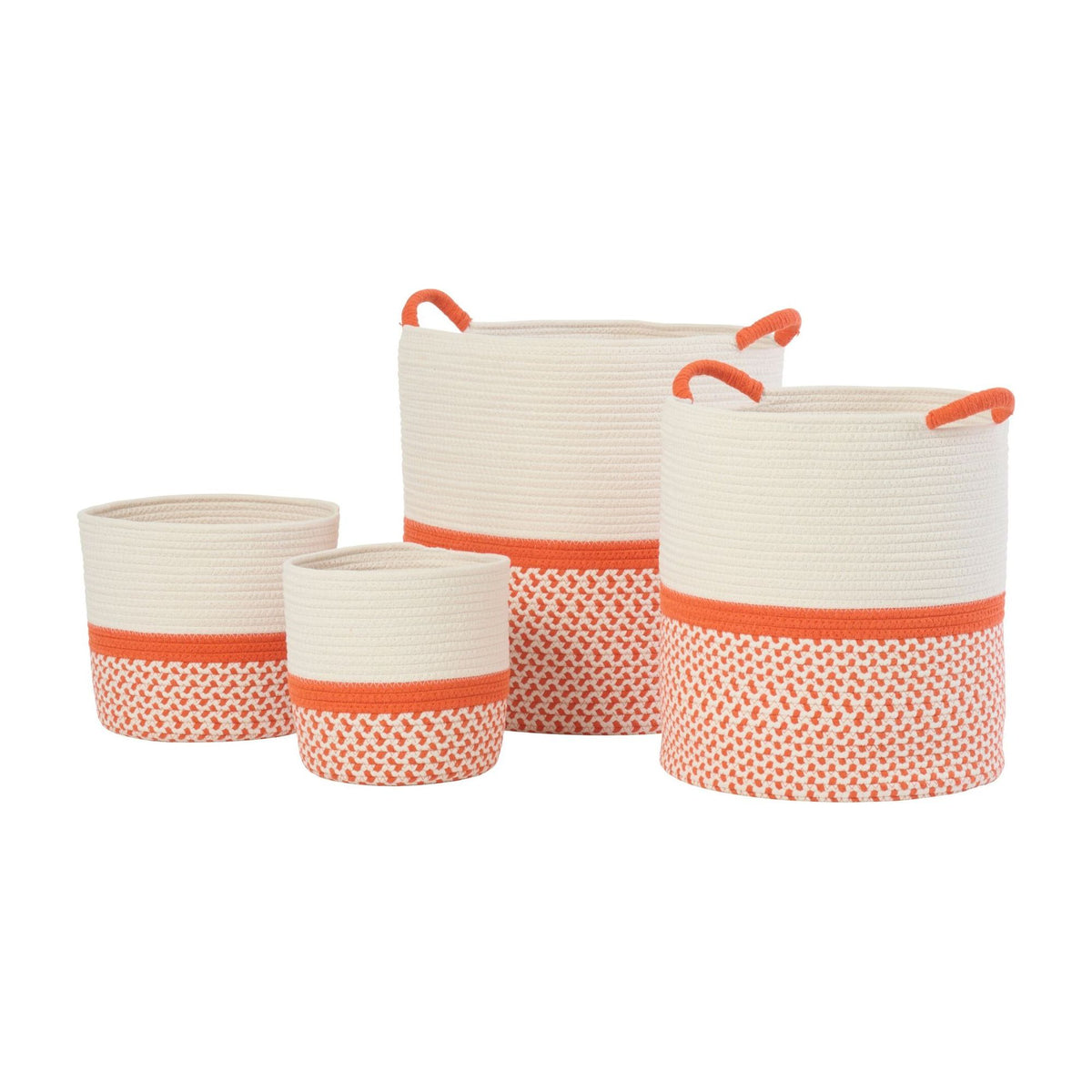 Cestas de Poliéster Naranja/Blanco Set de 4 J-Line