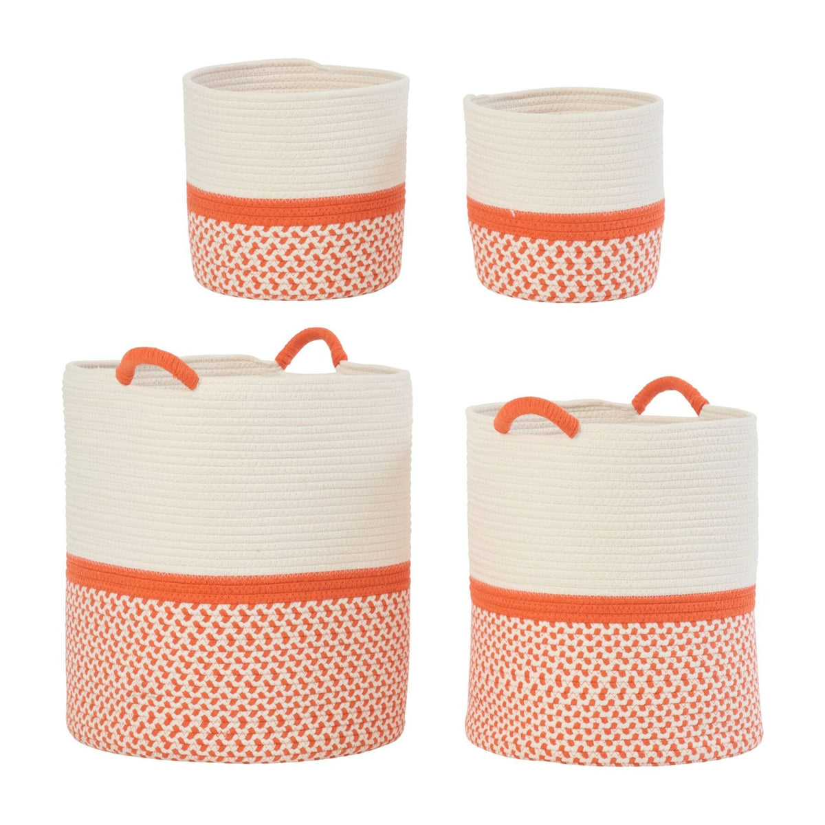 Cestas de Poliéster Naranja/Blanco Set de 4 J-Line