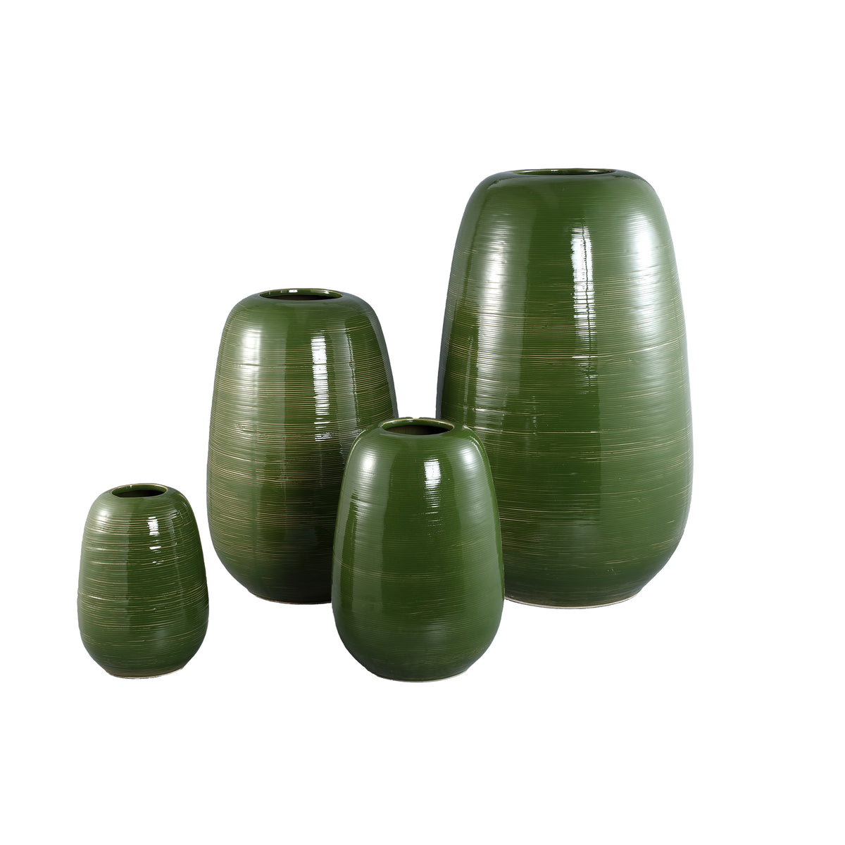 Mavric Vaas Keramiek Groen Extra Large van PTMD, close up van het fijne lijnenpatroon in de keramiek