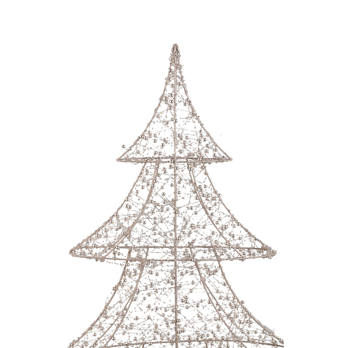 Misk Kerstboom LED Goud XL van PTMD, kerstboom met kraaltjes van opzij op witte achtergrond