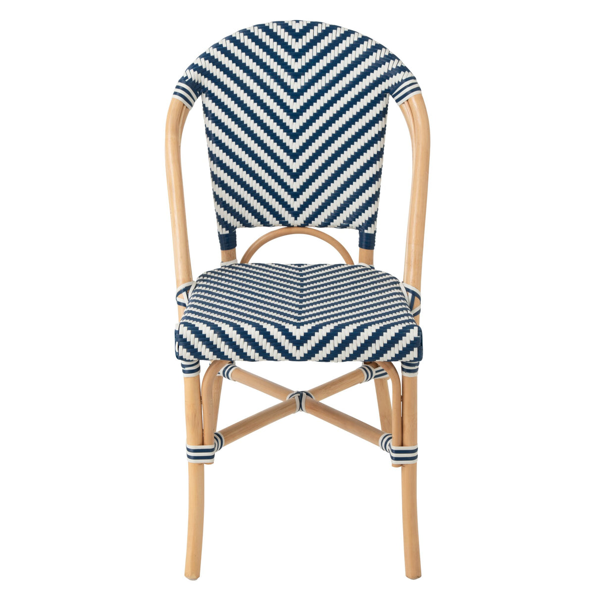 Silla de exterior Geo redonda de ratán azul/blanco J-Line