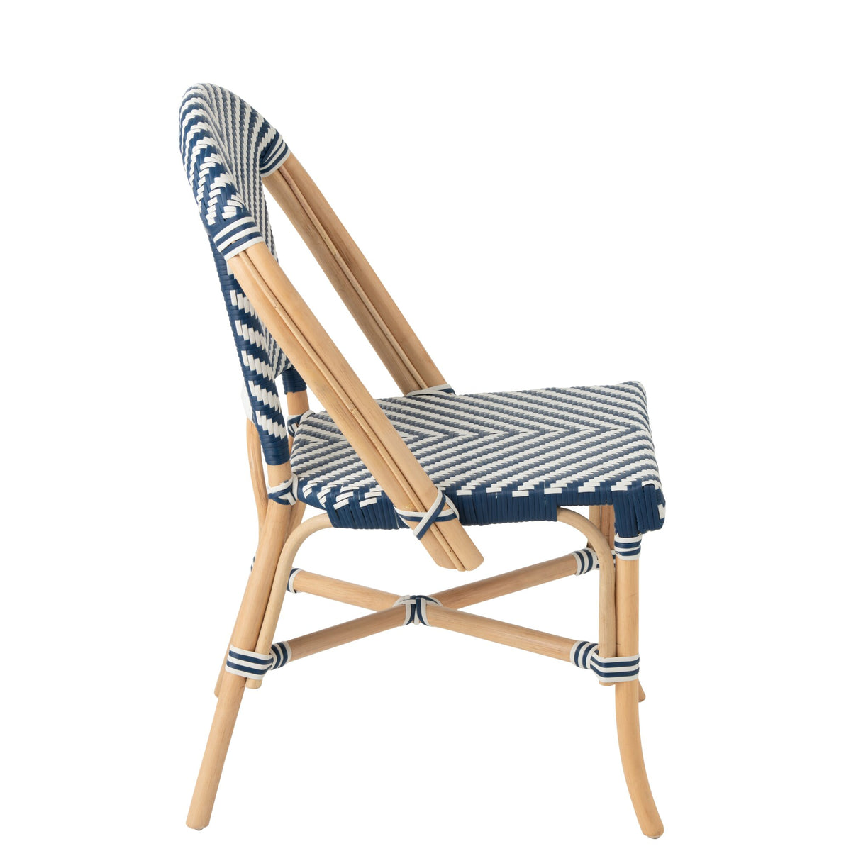 Silla de exterior Geo redonda de ratán azul/blanco J-Line