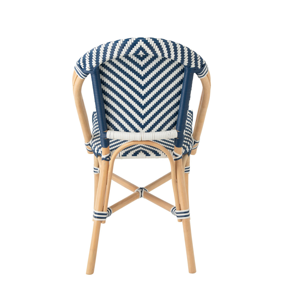 Silla de exterior Geo redonda de ratán azul/blanco J-Line