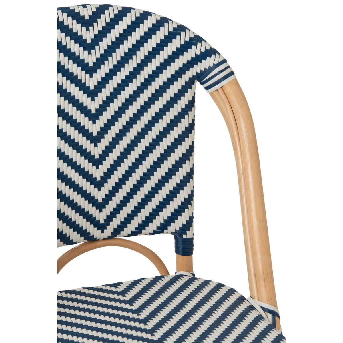 Silla de exterior Geo redonda de ratán azul/blanco J-Line