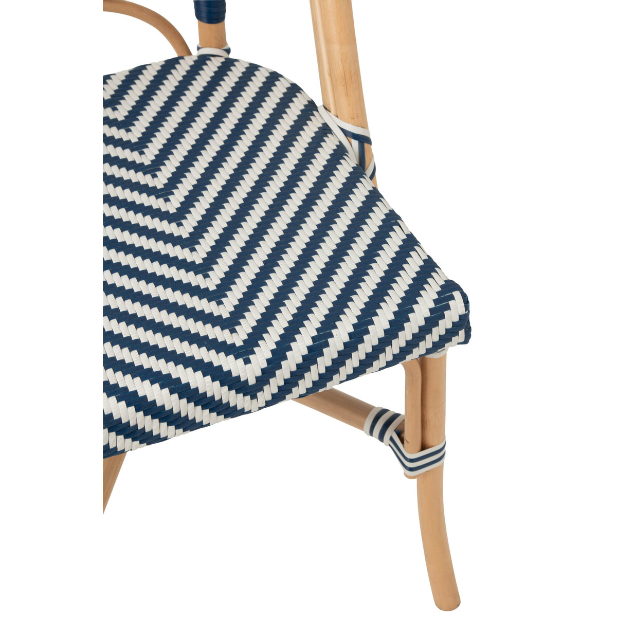 Silla de exterior Geo redonda de ratán azul/blanco J-Line