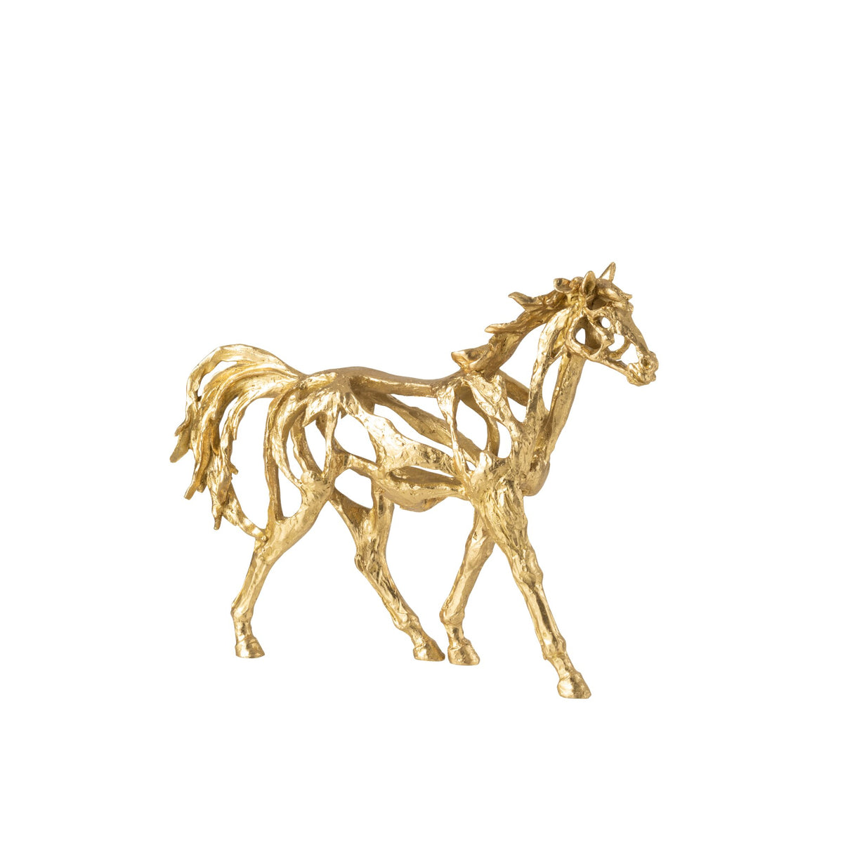 Caballo Corriendo Polirresina Color Dorado Pequeño J-Line