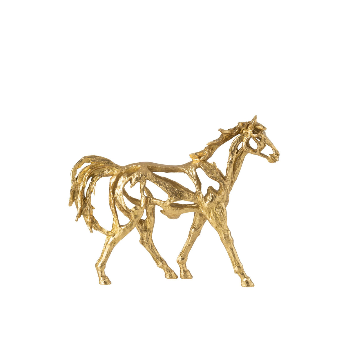 Caballo Corriendo Polirresina Color Dorado Pequeño J-Line