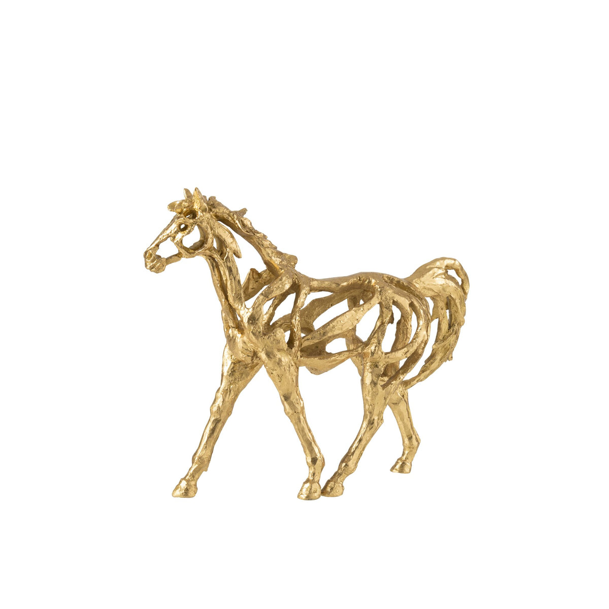 Caballo Corriendo Polirresina Color Dorado Pequeño J-Line