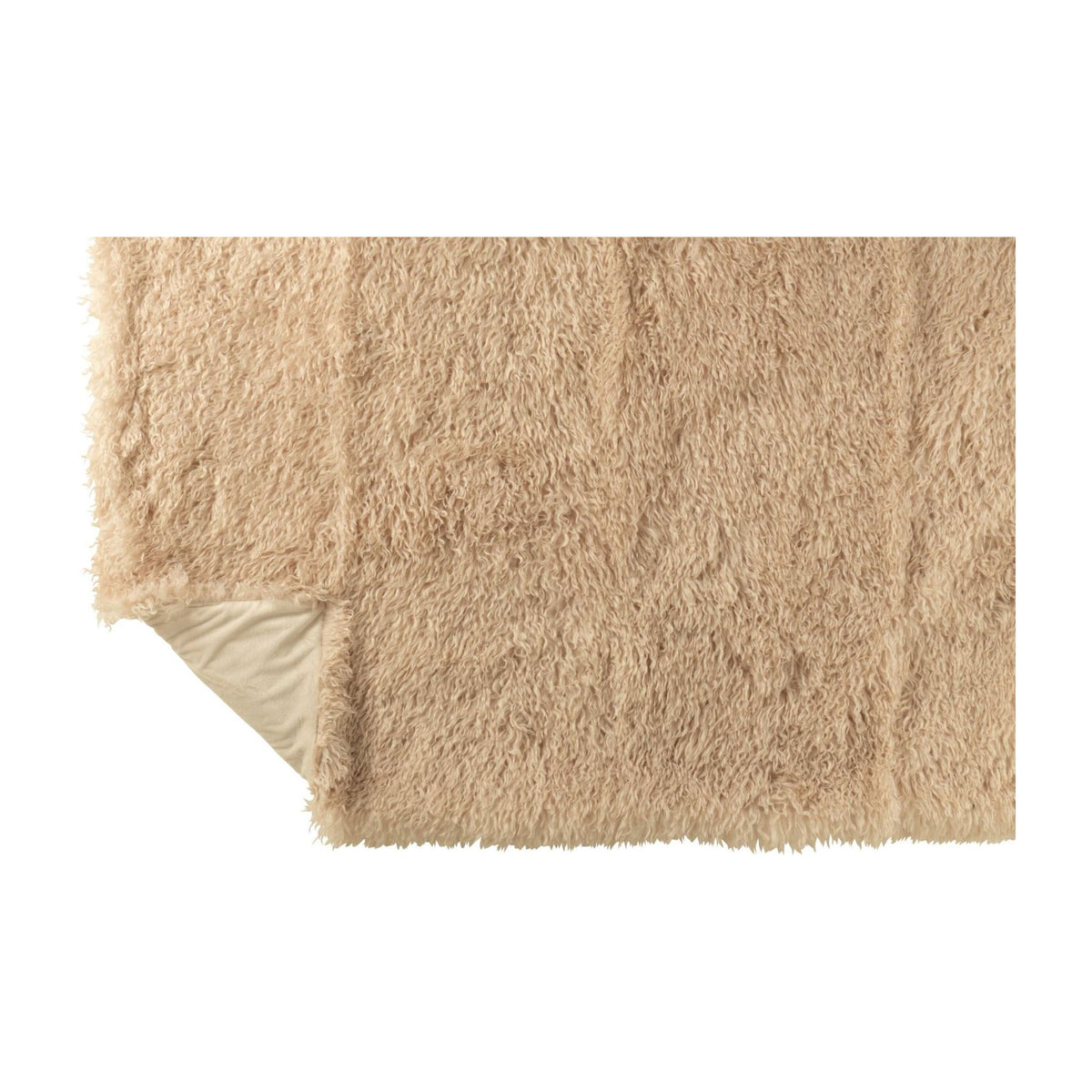 Manta Moutie de poliéster beige 130x180 cm J-Line