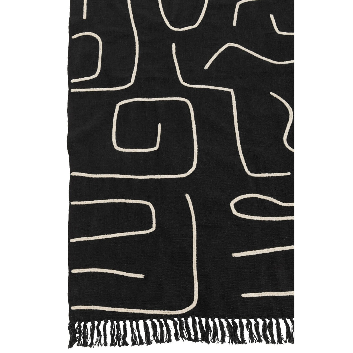 Manta de algodón a rayas/arcos, negra/blanca, 130 x 180 cm