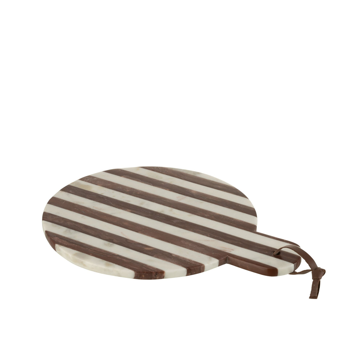 Tabla Redonda Rayada Mármol Blanco/Marrón 46x31x2cm J-line