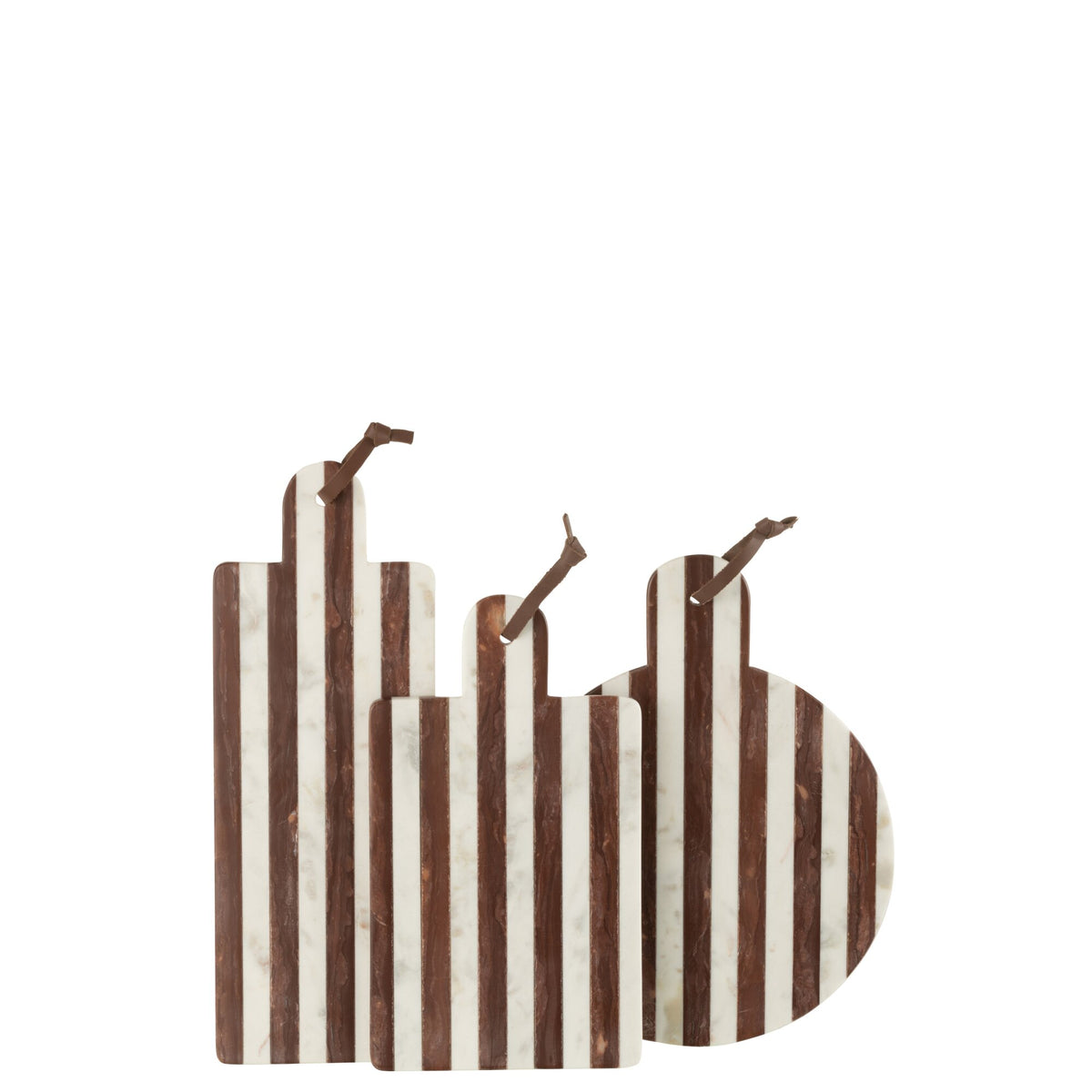 Tabla Redonda Rayada Mármol Blanco/Marrón 46x31x2cm J-line