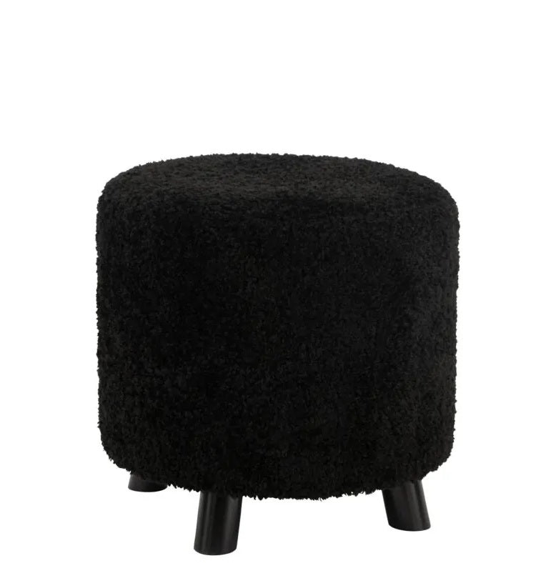 Puf Pata de Oveja Poliéster Negro J-Line