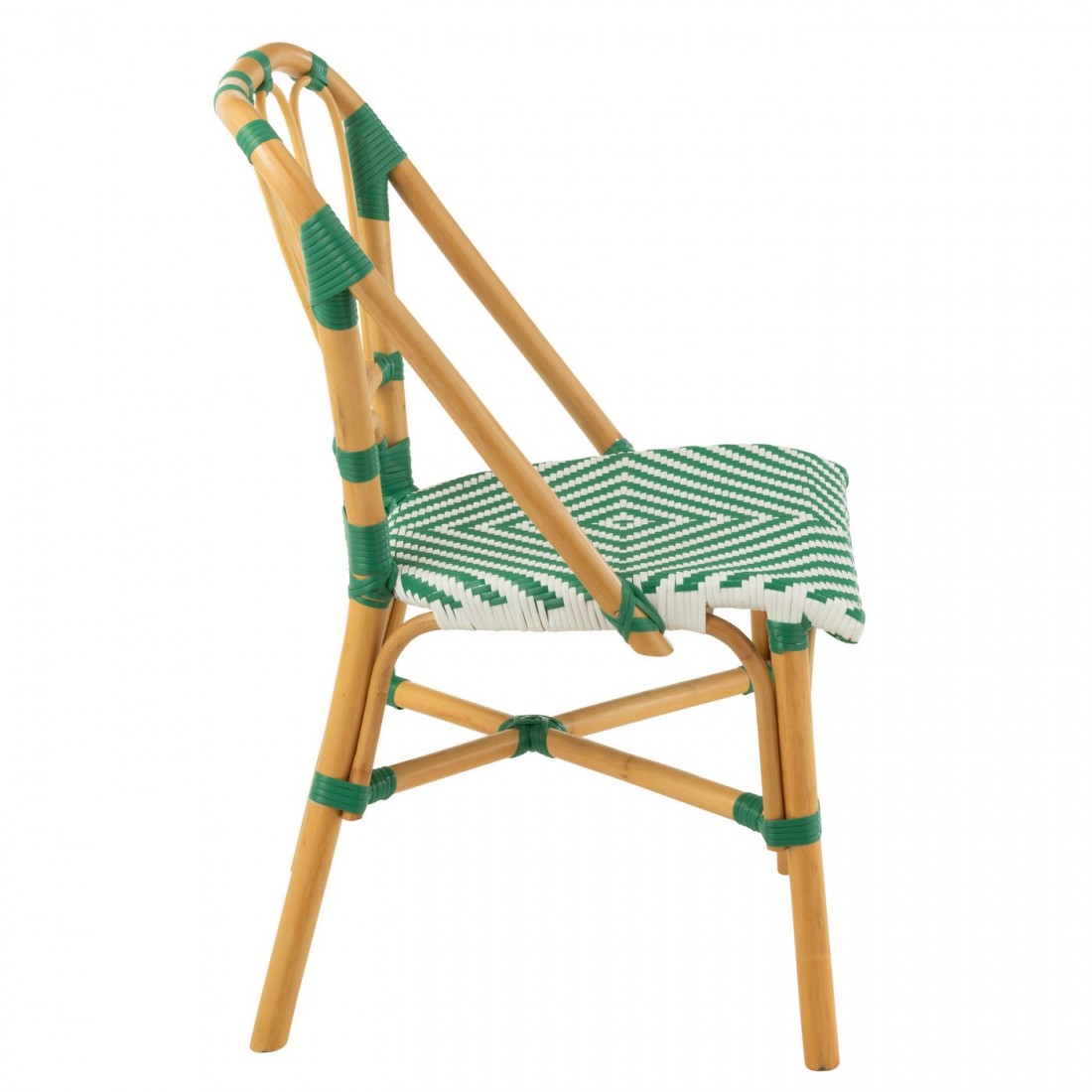 Silla de ratán verde oscuro/blanco J-Line