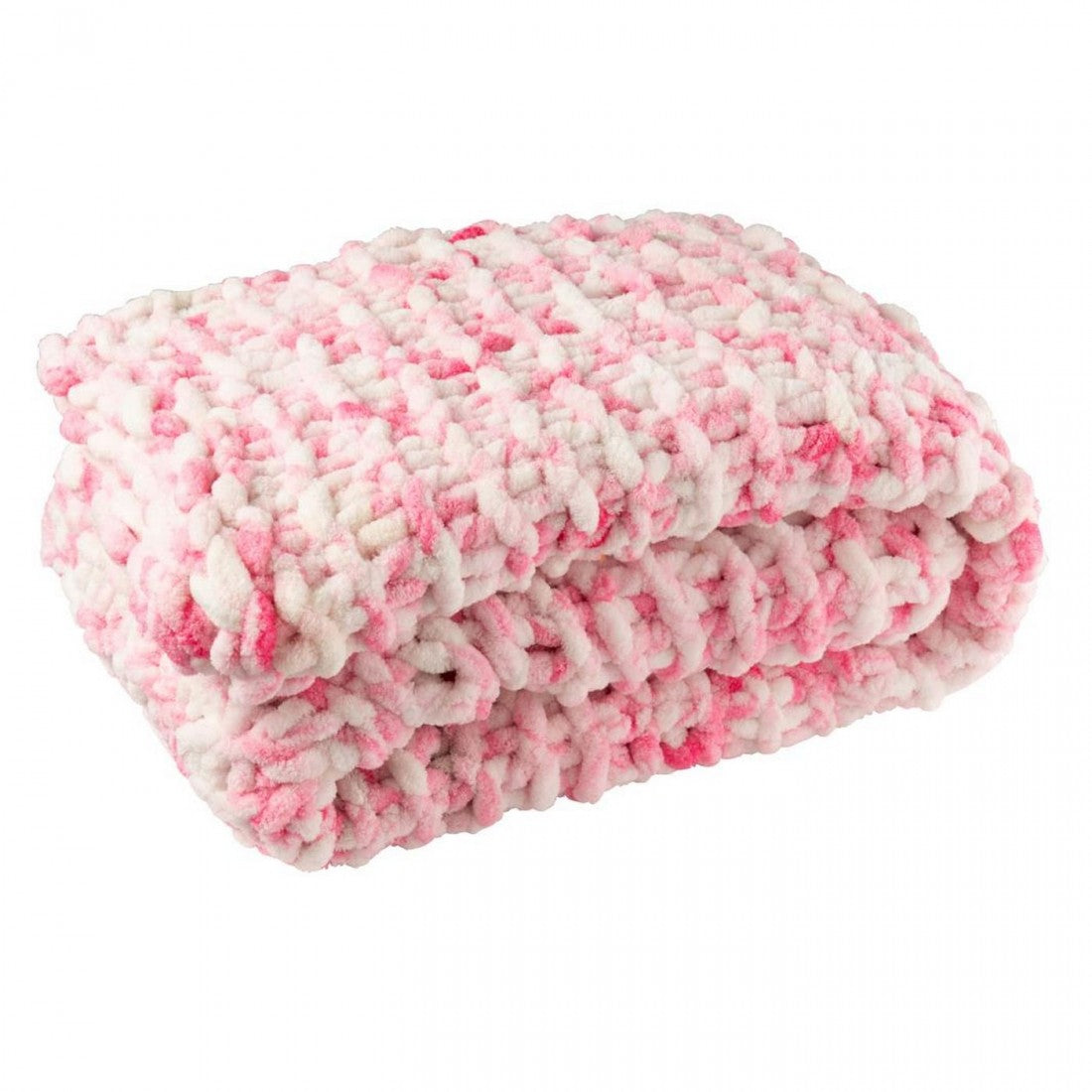 Cojín de punto de poliéster rosa/blanco J-Line