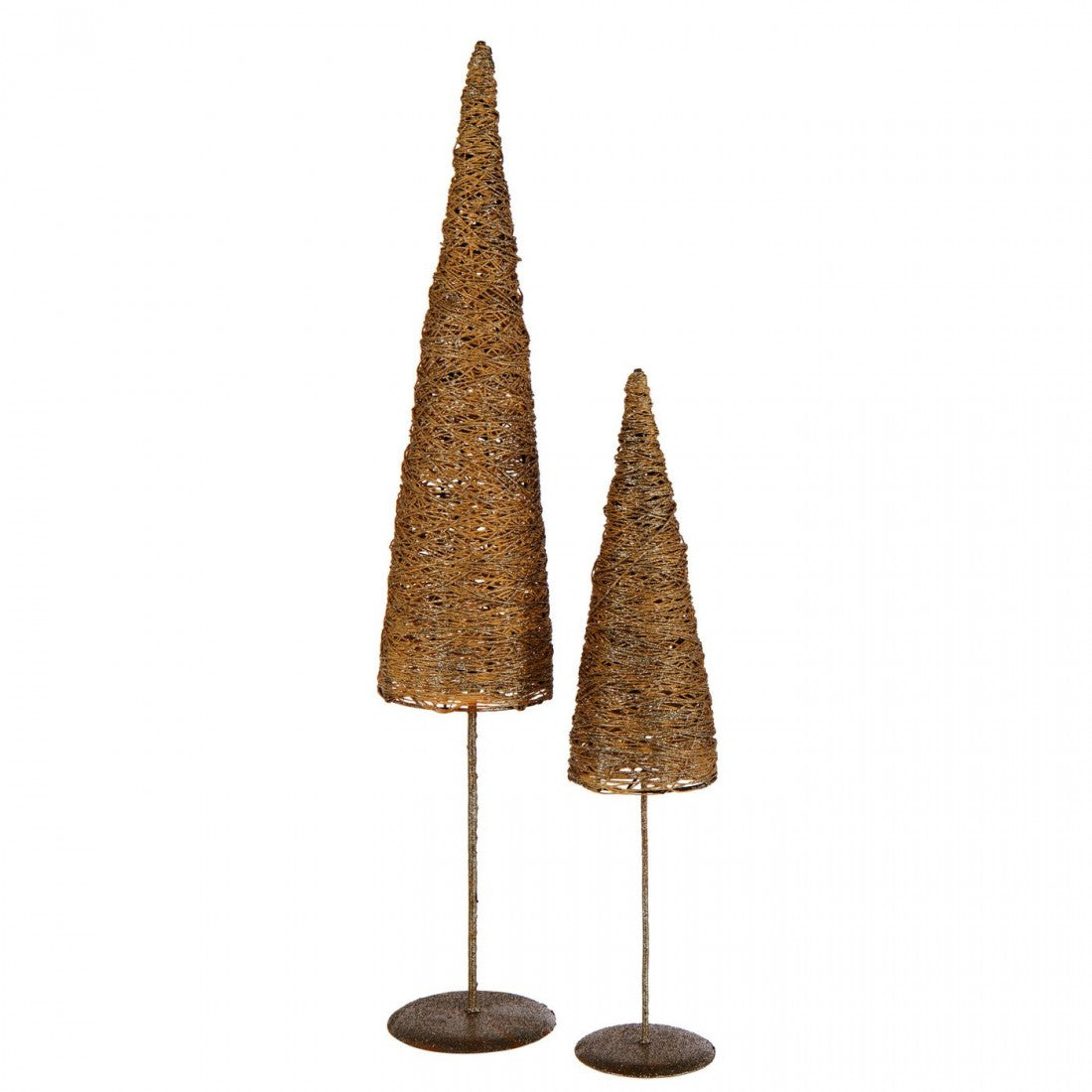 Árbol de Navidad Sobre Pieza Metal/Papel Color Dorado Set de 2 J-Line