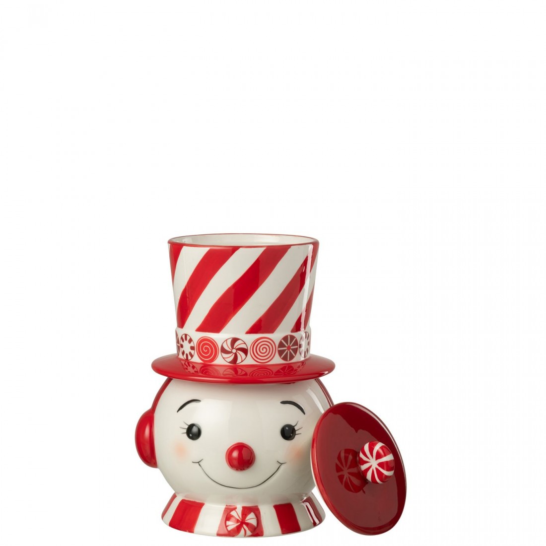 Stock de muñeco de nieve decorativo + sombrero Dolomit rojo navideño/blanco J-Line