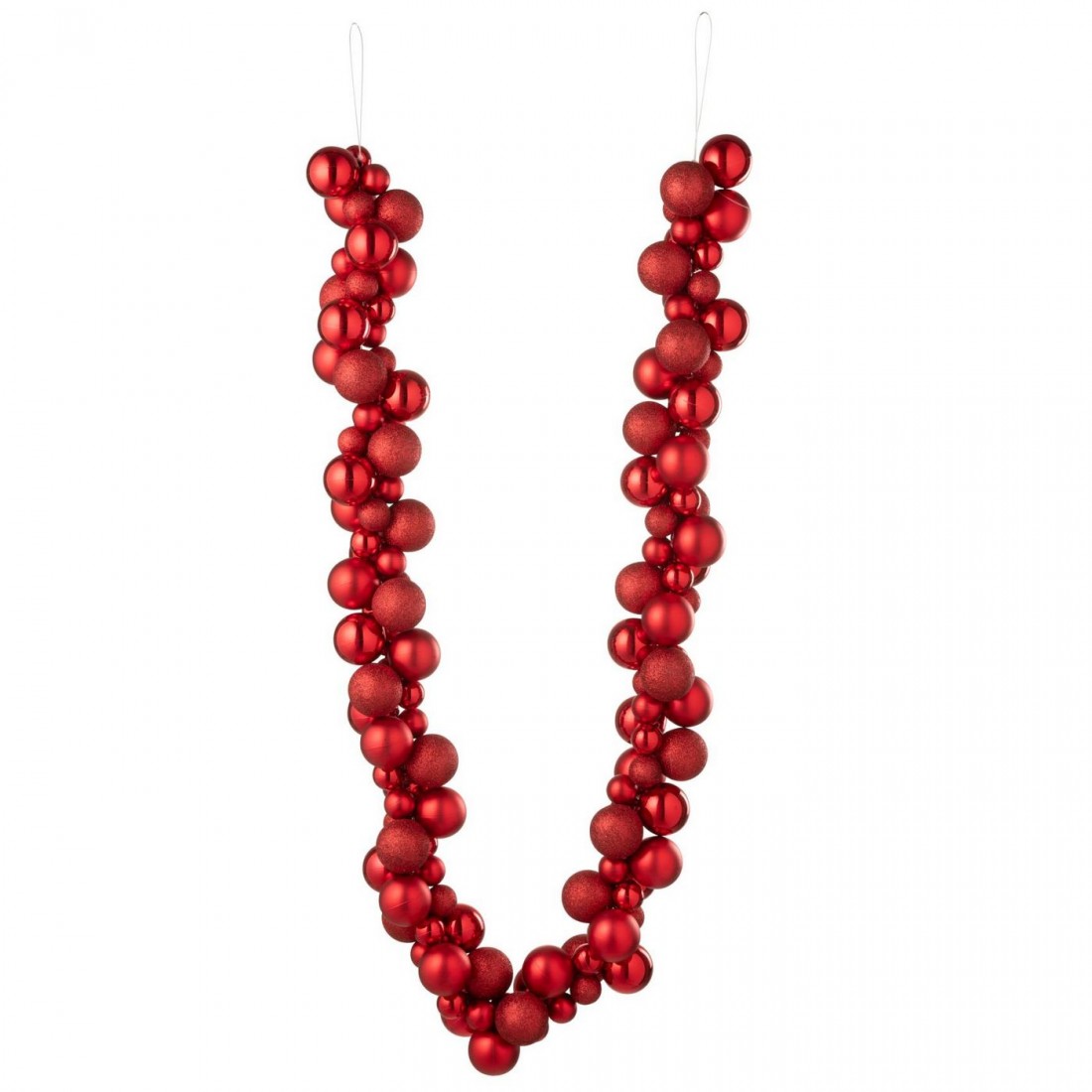 Guirnalda de bolas de Navidad de plástico rojo navideño J-line