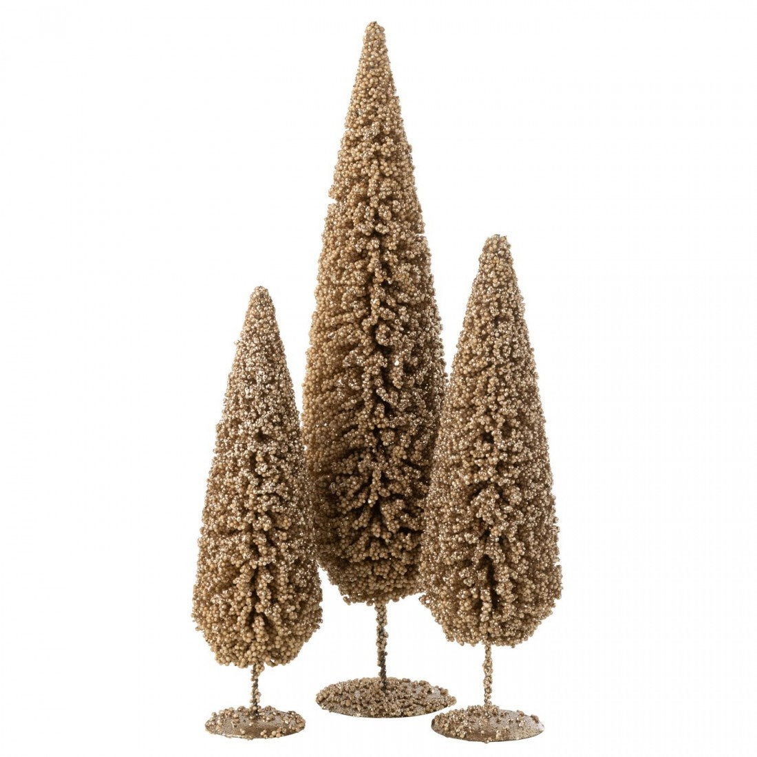 Set de 3 gorros de árbol de Navidad en color champán de J-Line