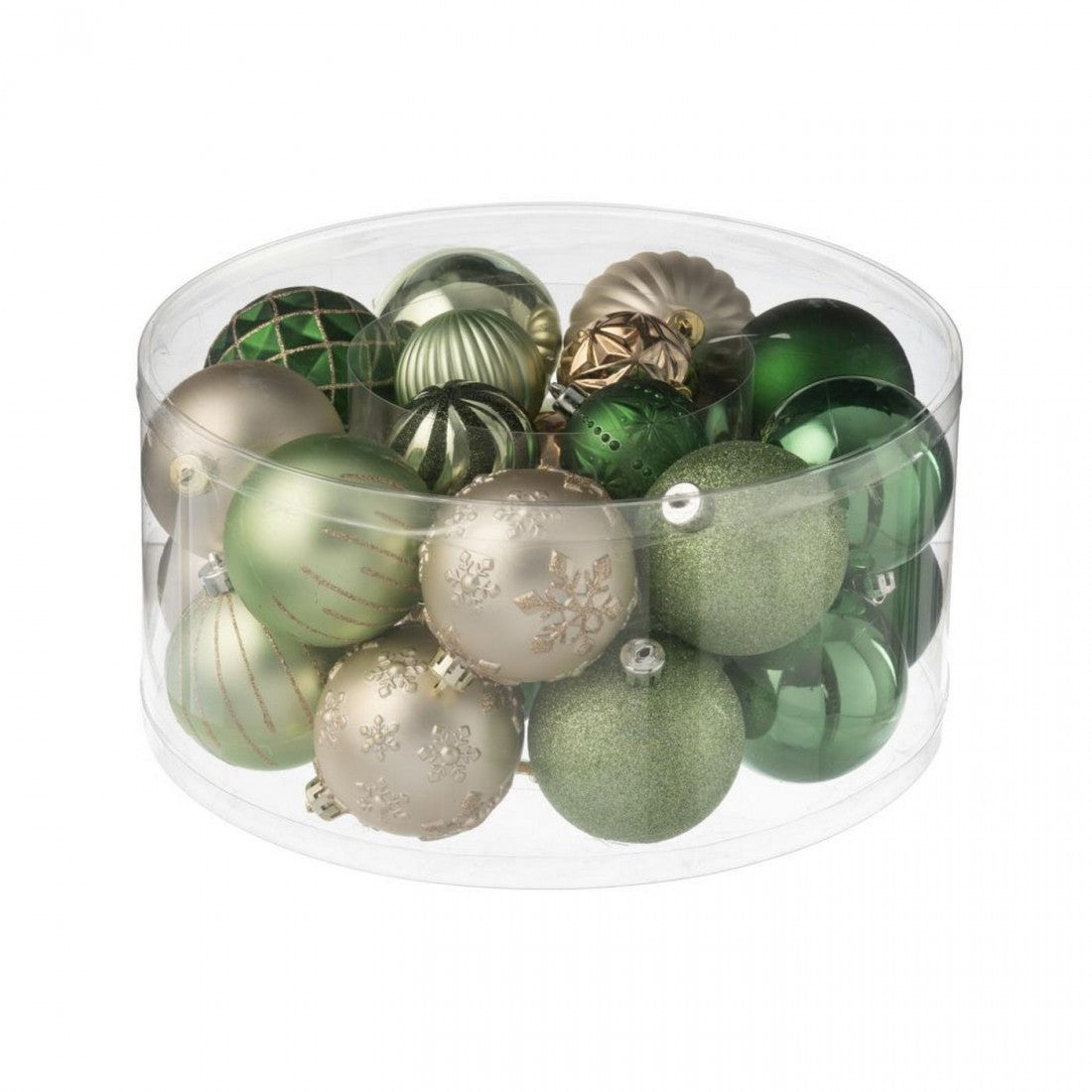 Caja de 30 bolas de Navidad de plástico verde menta/crudo J-Line