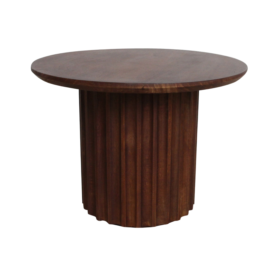 Mesa auxiliar Bullnose acanalada inversa marrón Ø55 cm Raw Materials