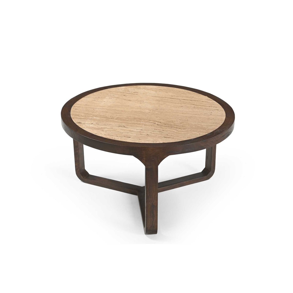 Salontafel Morris Travertin Ø75cm van Starfurn van de zijkant gefotografeerd