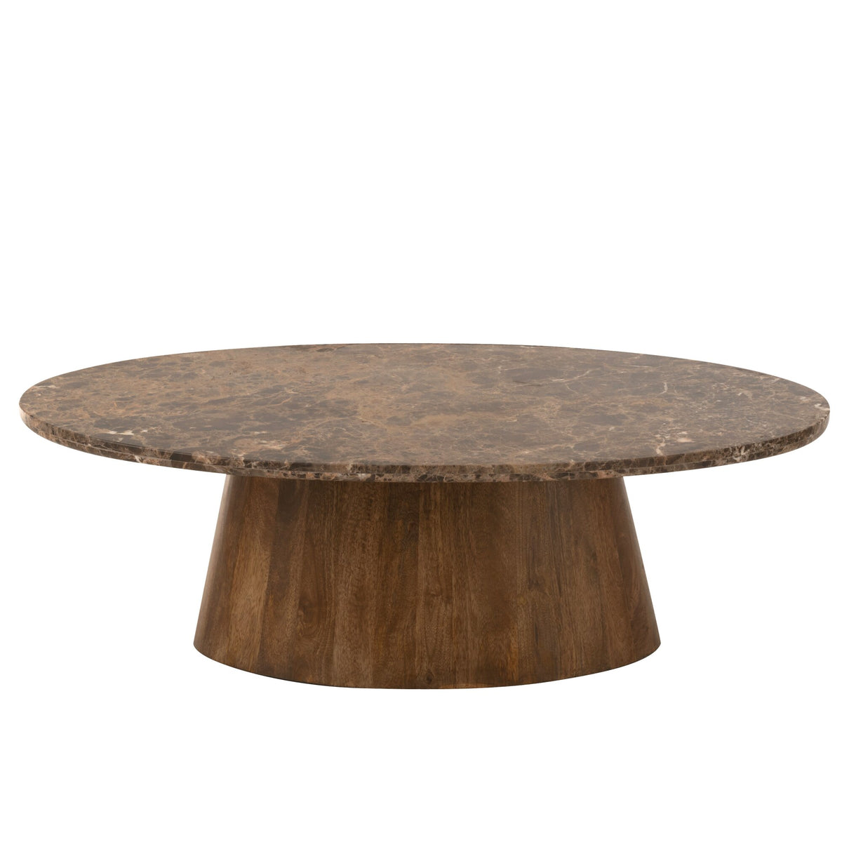 Mesa de centro ovalada de mármol/madera de mango marrón J-Line