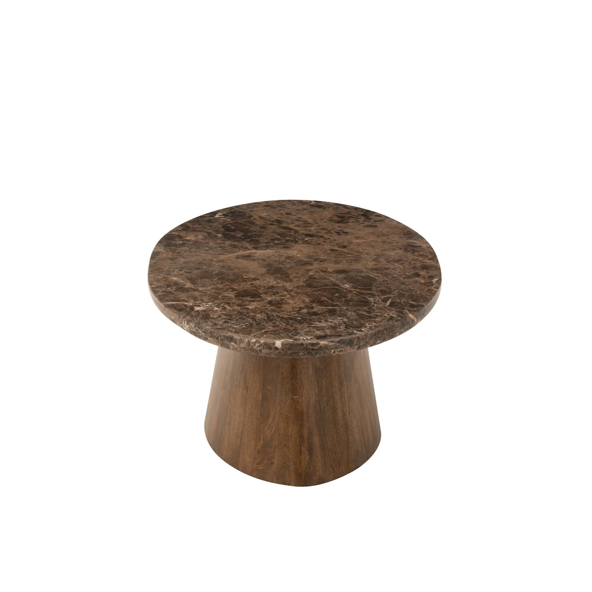 Mesa de centro ovalada de mármol/madera de mango marrón J-Line