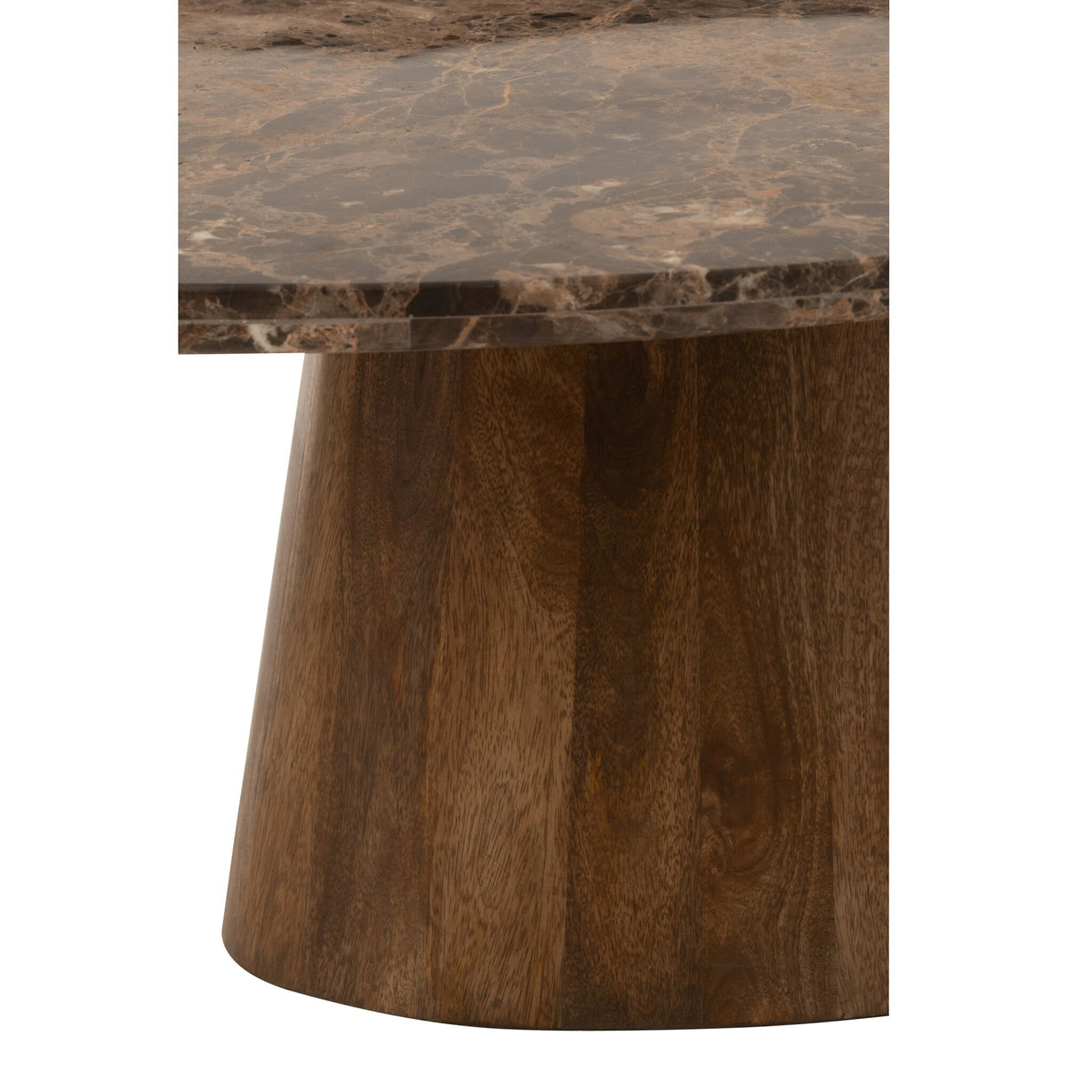 Mesa de centro ovalada de mármol/madera de mango marrón J-Line