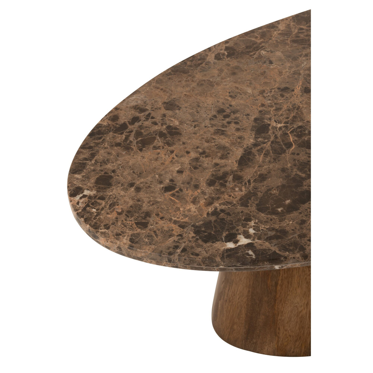 Mesa de centro ovalada de mármol/madera de mango marrón J-Line