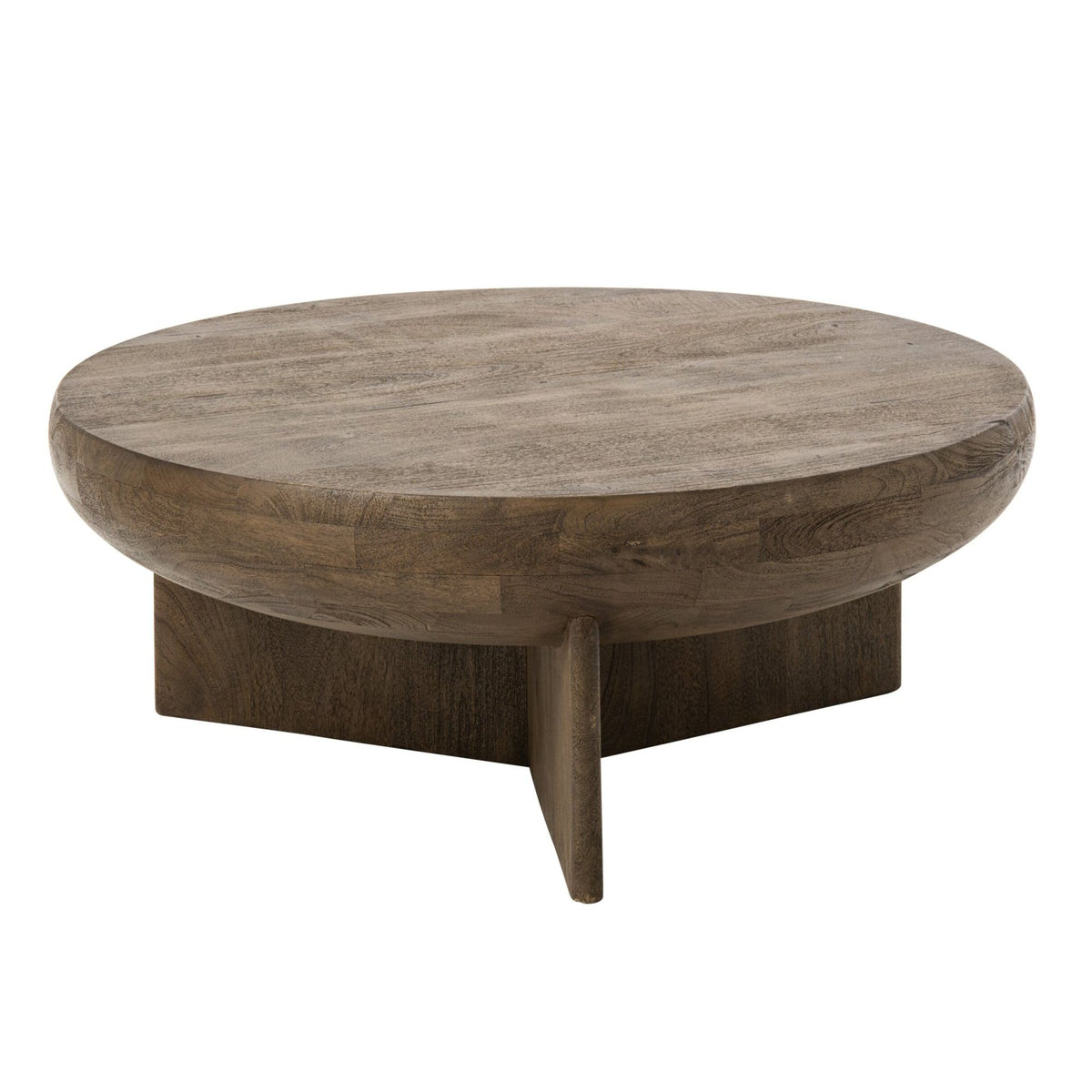 Mesa de centro redonda de madera de mango marrón oscuro Ø90 cm J-Line