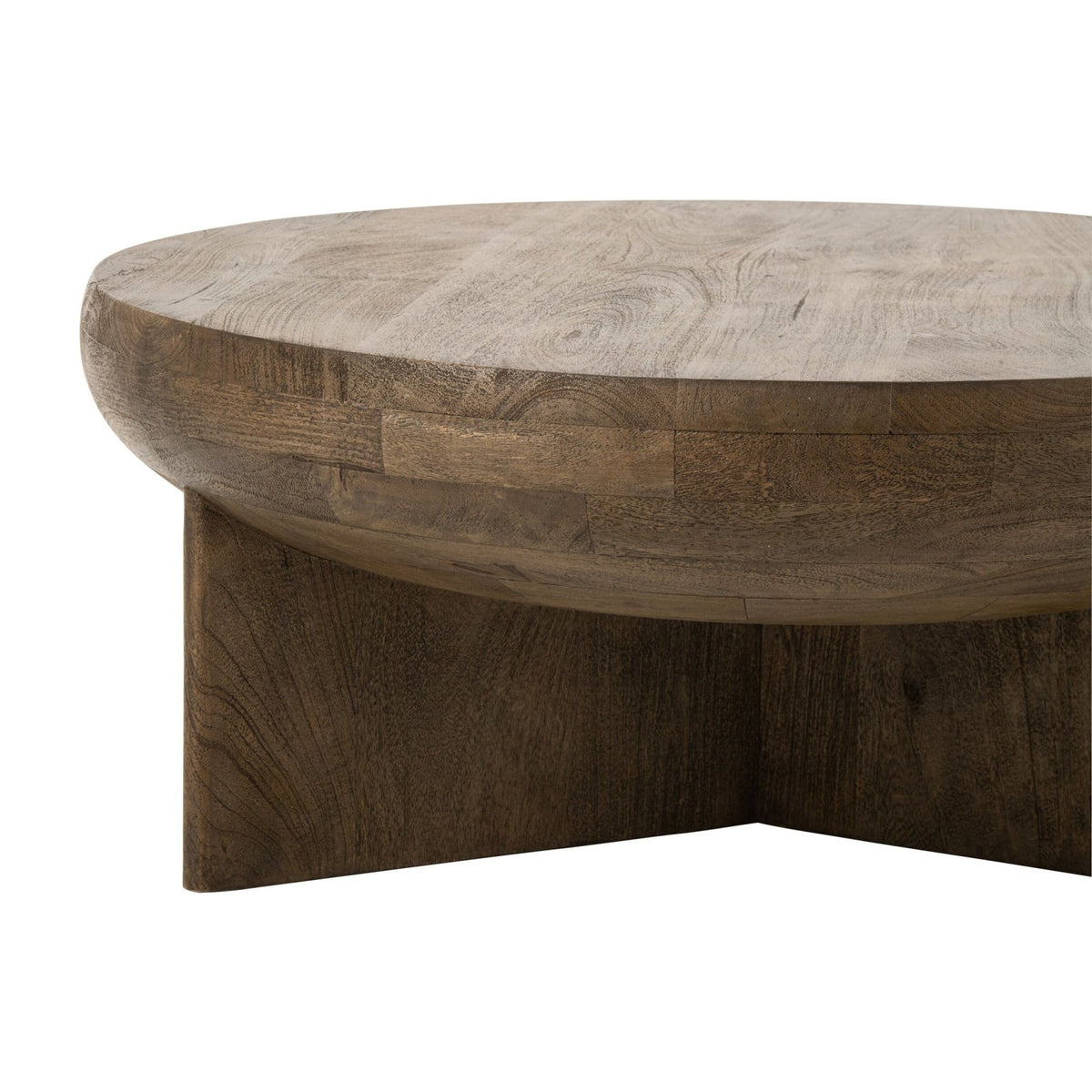 Mesa de centro redonda de madera de mango marrón oscuro Ø90 cm J-Line