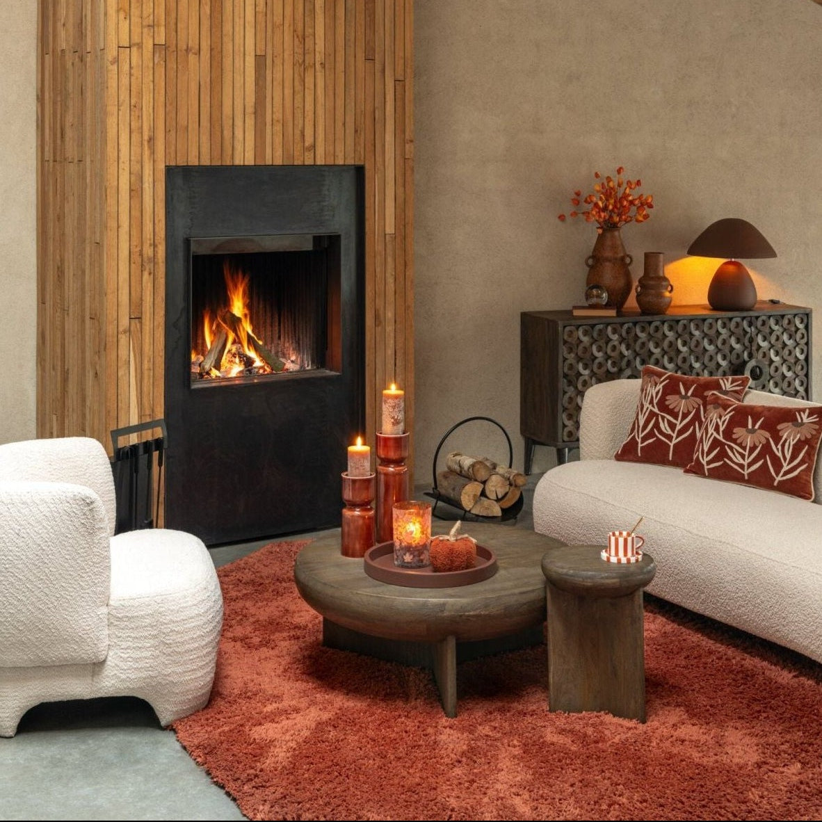 Mesa de centro redonda de madera de mango marrón oscuro Ø90 cm J-Line