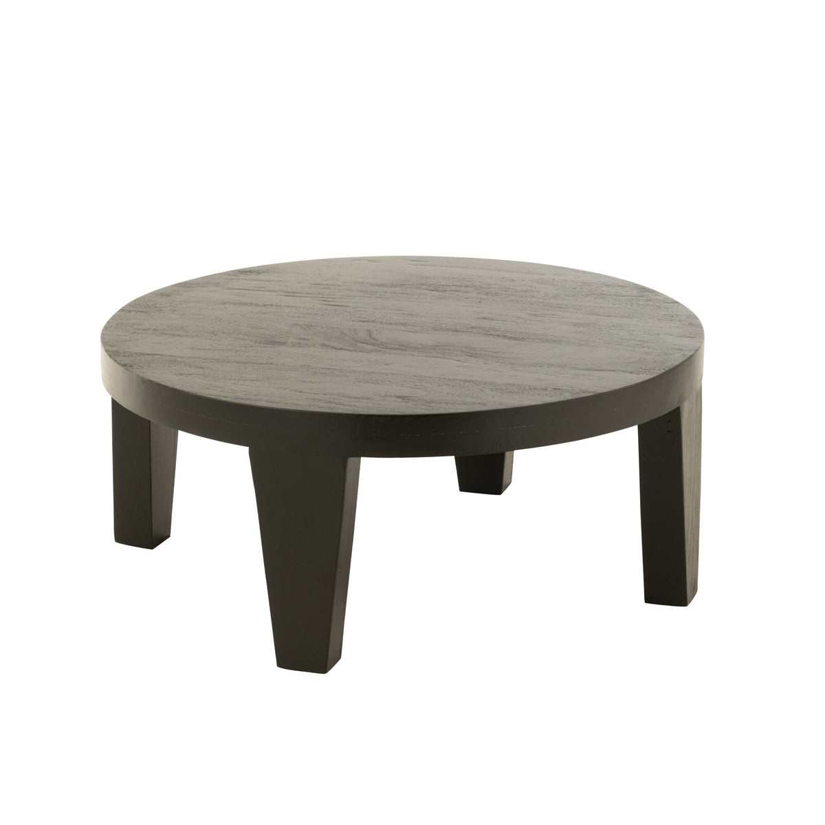 Mesa de centro redonda de madera de mango, negro mate, J-Line
