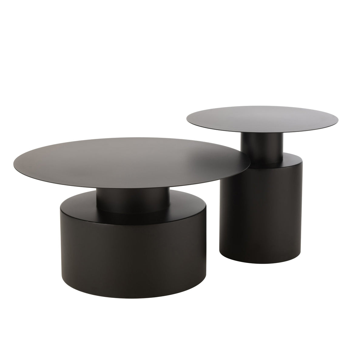 Mesa de centro redonda de metal negro J-Line