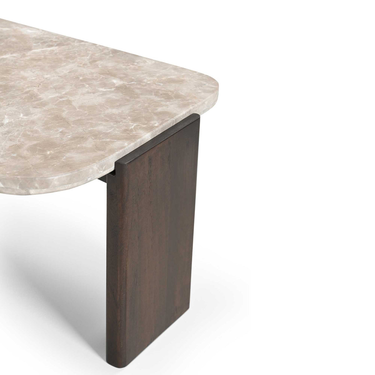 Zijaanzicht van salontafel Silva met marmeren blad, 37 cm hoog